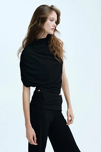 One-Sleeve Mock Turtleneck Top