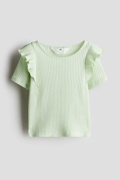 Flounce-Trimmed Cotton Top