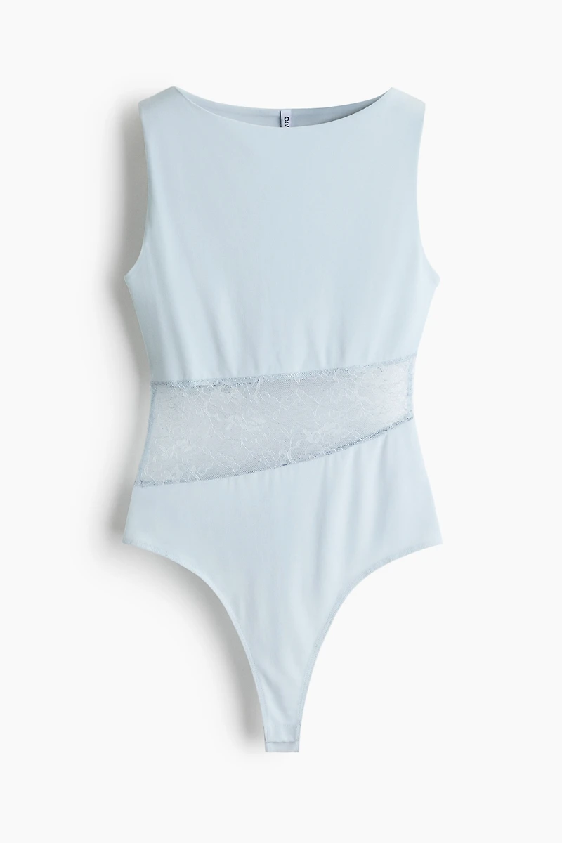 Lace-Inset Thong Bodysuit