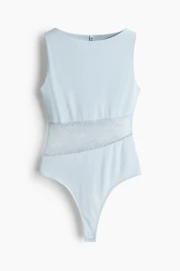Lace-Inset Thong Bodysuit