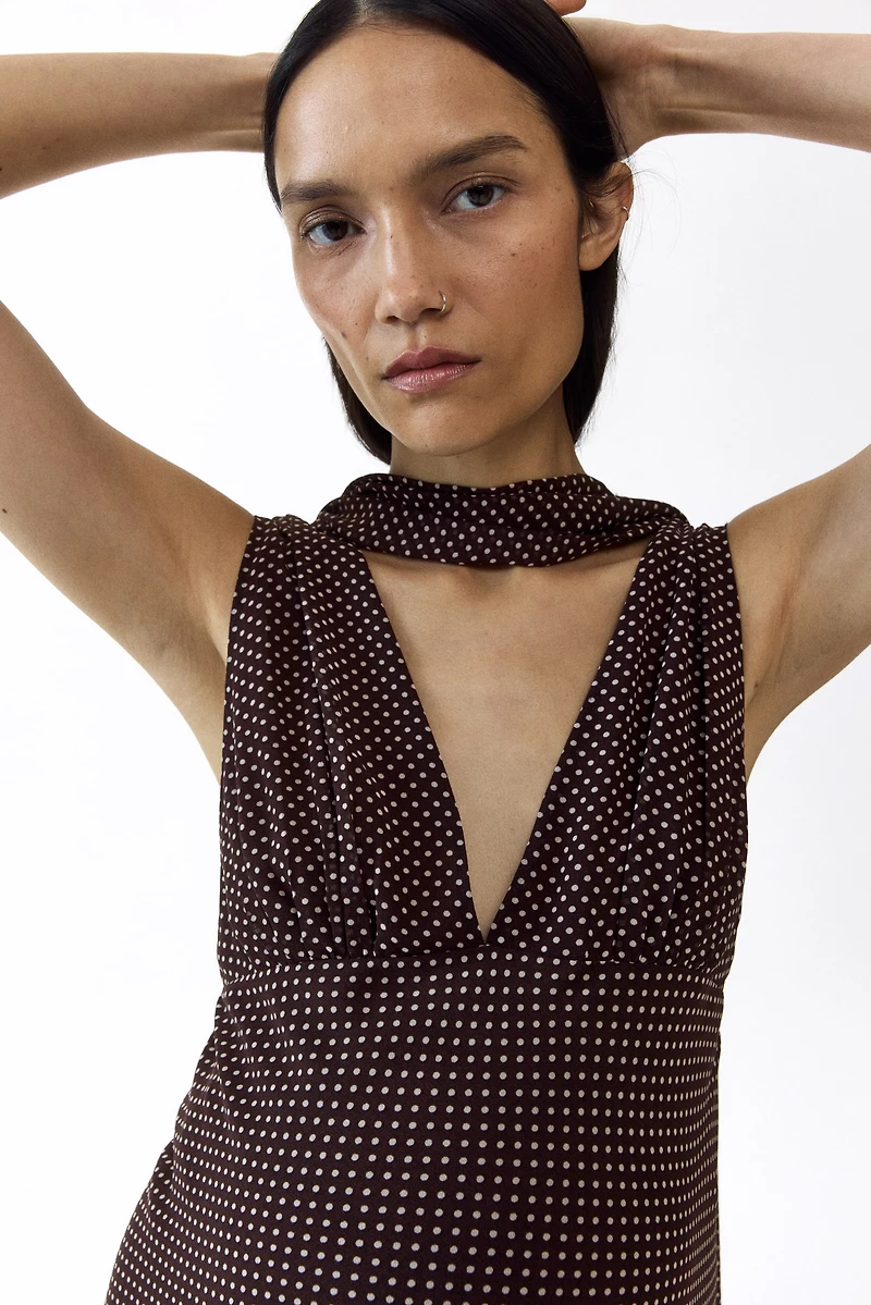 MAMA Scarf-Detail Chiffon Dress