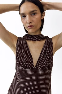 MAMA Scarf-Detail Chiffon Dress