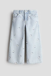 Jean imprimé aux jambes larges