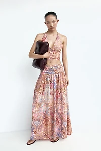 Ruched-Waist Skirt