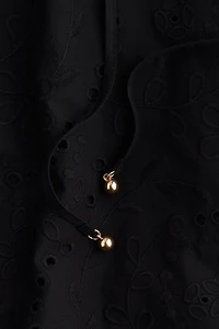 Eyelet-Embroidered Dress with Tie Belt