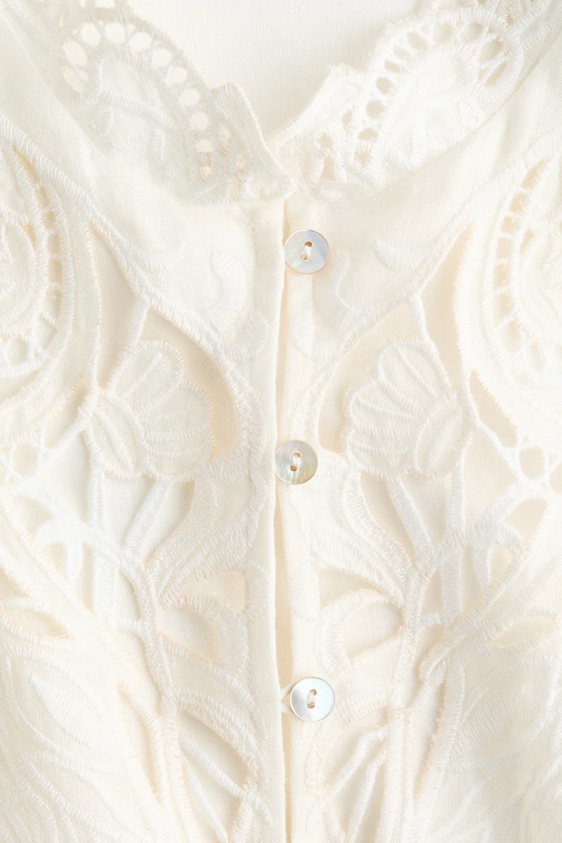 Blouse en lin mélangé avec broderie anglaise