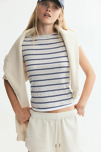 T-shirt ajusté avec biais contrastant