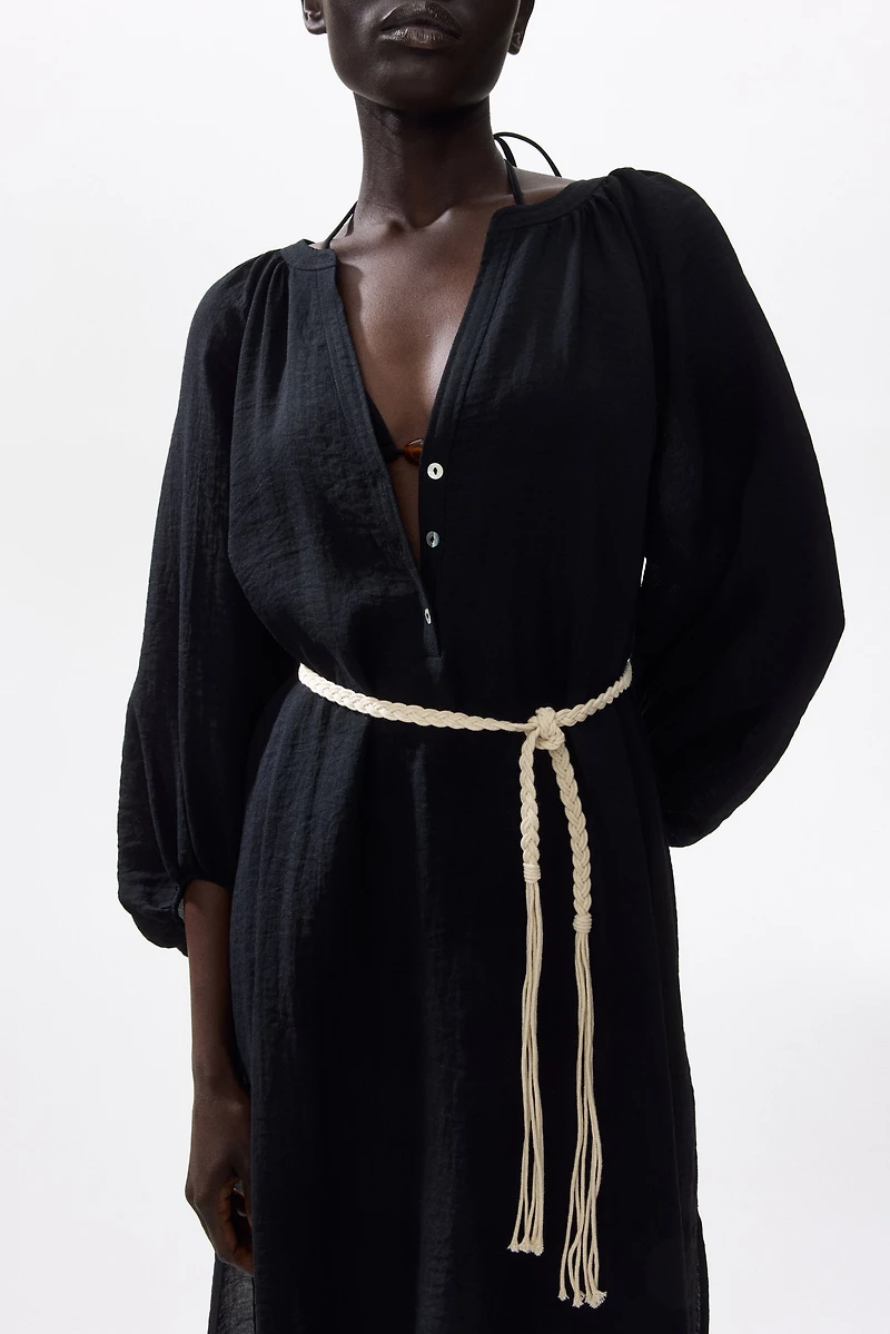 Oversized Tie-Belt Dress