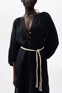 Oversized Tie-Belt Dress