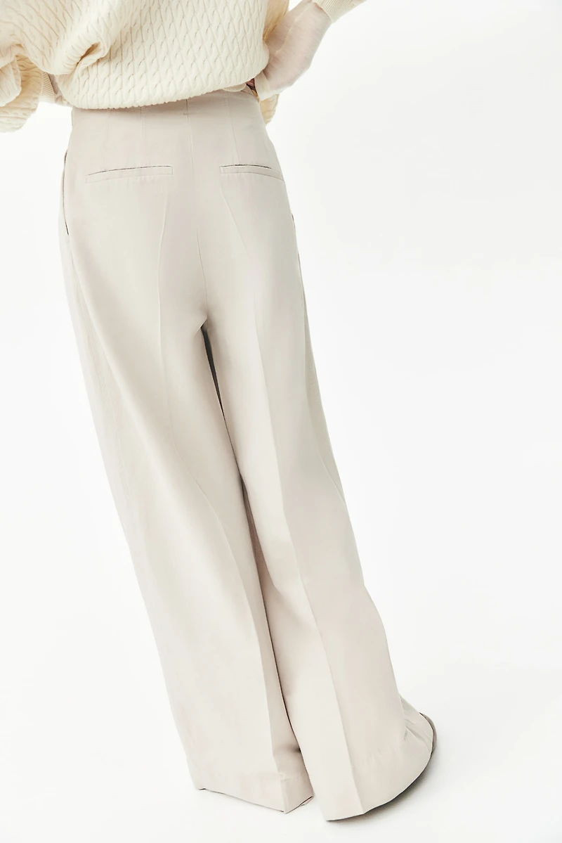 Wide-Leg Linen-Blend Pants