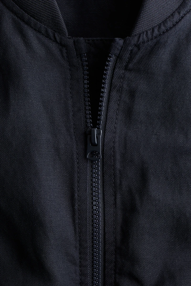 Linen-Blend Bomber Jacket