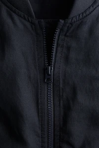 Linen-Blend Bomber Jacket