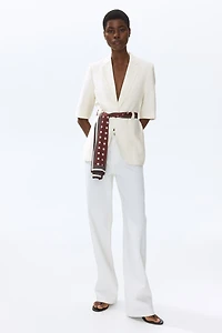 Short-Sleeved Blazer with Tie Belt
