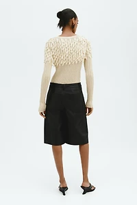 Fringe-Detail Rib-Knit Top