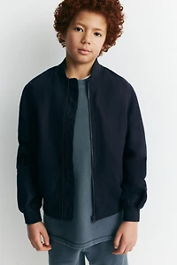 Linen-Blend Bomber Jacket