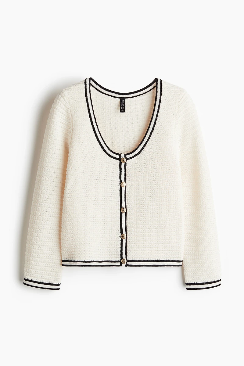 Textured-Knit Low-Cut Cardigan