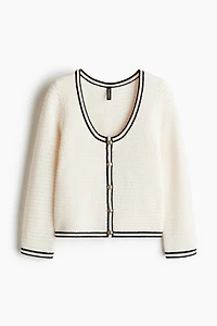 Textured-Knit Low-Cut Cardigan