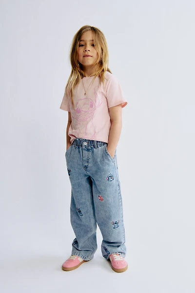Wide-Leg Jeans with Motif