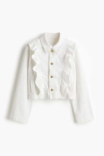 Ruffle-Trimmed Denim Jacket
