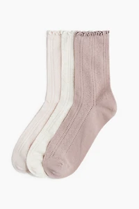 3-pack Pointelle-Knit Socks