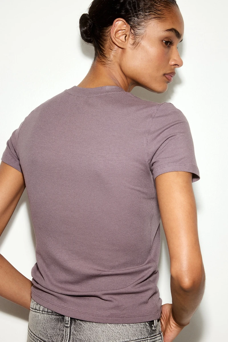 Ribbed Viscose T-Shirt