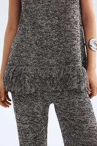 Fringe-Trimmed Knit Top