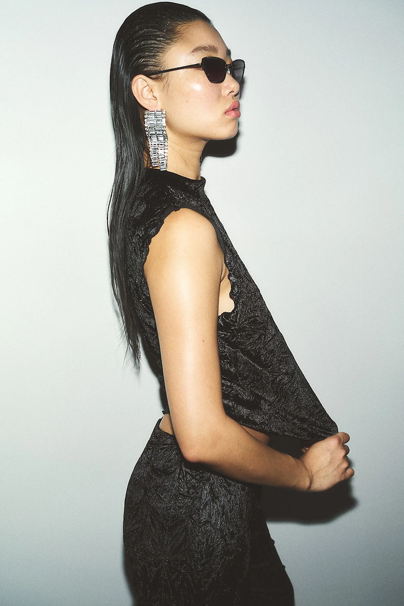 Crushed Velour Sleeveless Top