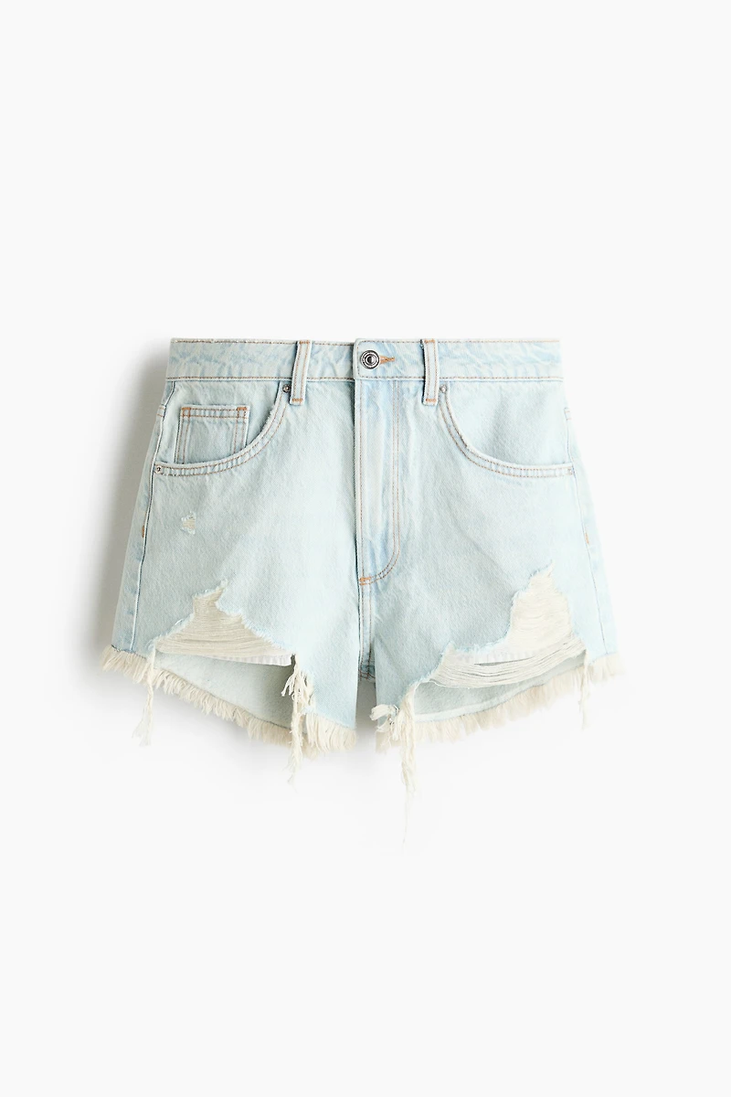 Distressed-Look Denim Shorts