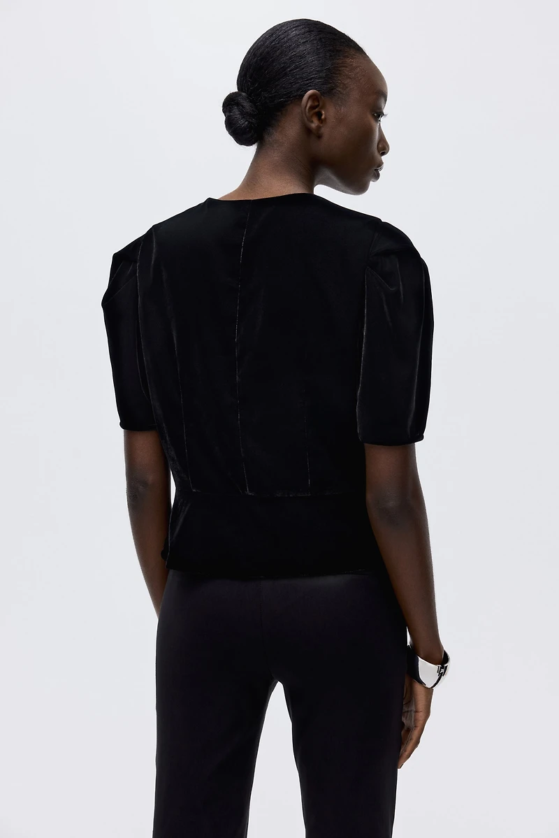Velour Peplum Blouse