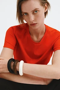 Interlock Peplum Top