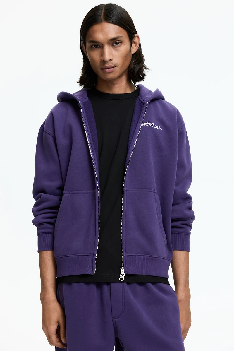 Loose-Fit Printed Hooded Jacket