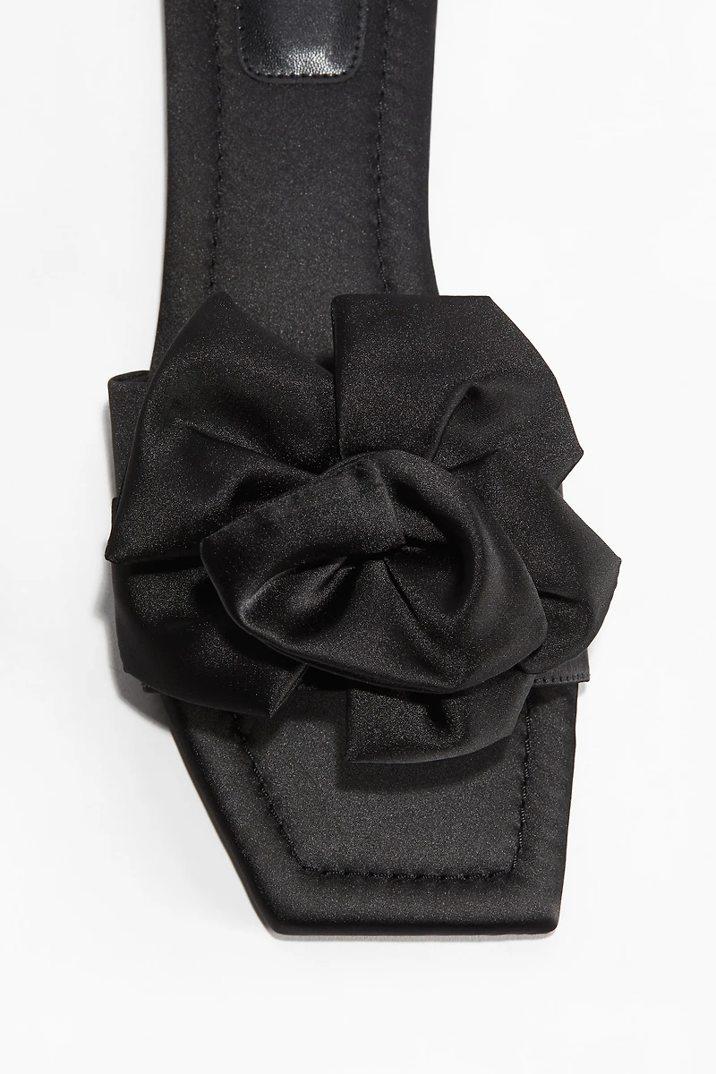 Appliquéd Satin Sandals