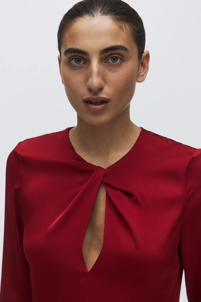 Twist-Detail Satin Dress