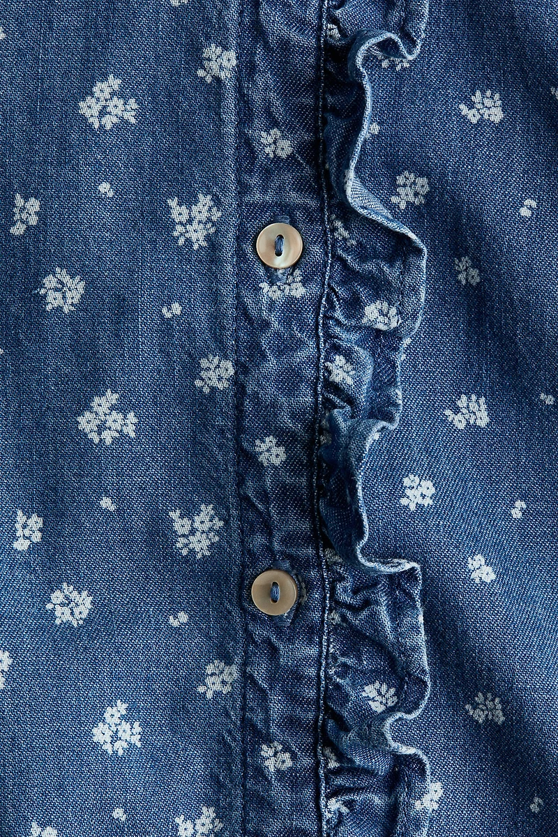 Chemise à volants en denim