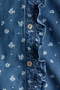 Chemise à volants en denim