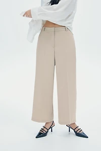 Wide-leg Twill Pants