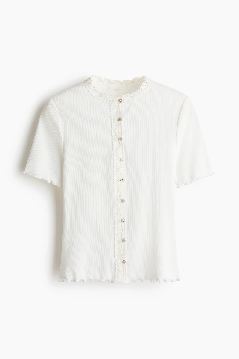 Lace-Trimmed Cotton Top