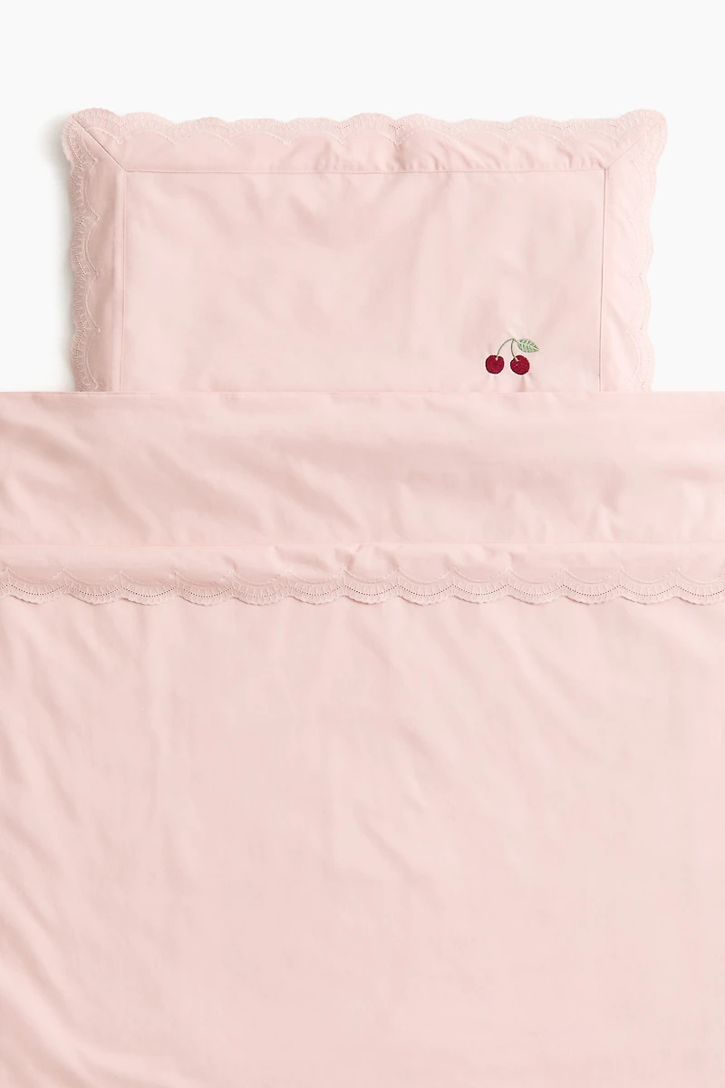 Embroidered-Detail Crib Duvet Cover Set