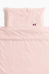 Embroidered-Detail Crib Duvet Cover Set