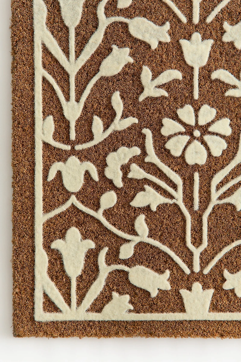 Flock-Print Coir Doormat