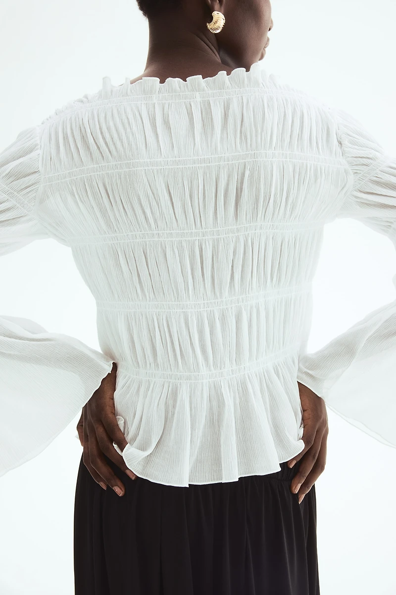 Haut nid d'abeille à encolure bateau