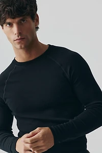 Haut moulant de base ski en laine