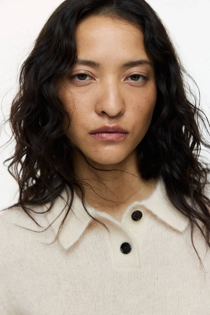 Alpaca-Blend Polo Shirt