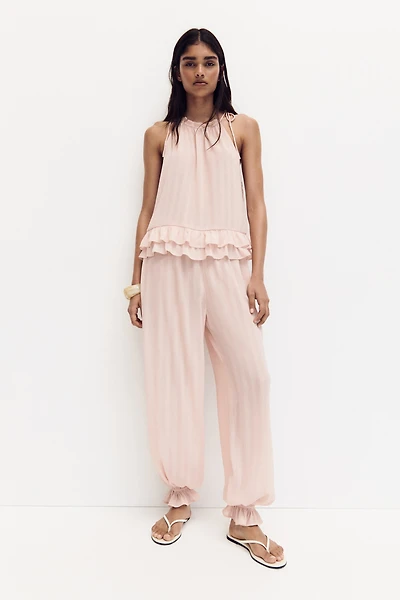 Crinkled Balloon-Leg Pants