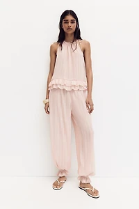 Crinkled Balloon-Leg Pants