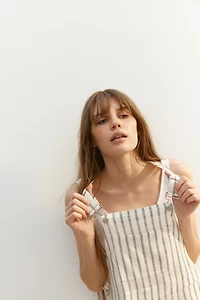 Linen-Blend Overall Shorts