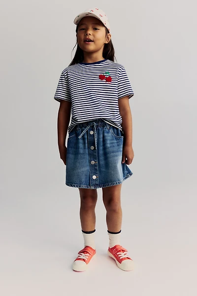 Denim Paper-Bag Skirt