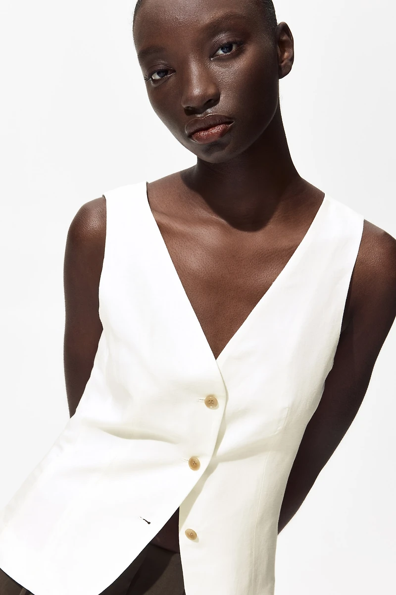 Gilet sans manches en lin mélangé