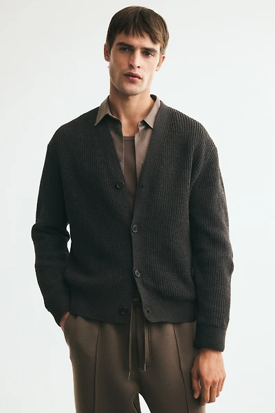 Relaxed Fit Patent-knit chenille cardigan