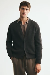 Relaxed Fit Patent-knit chenille cardigan